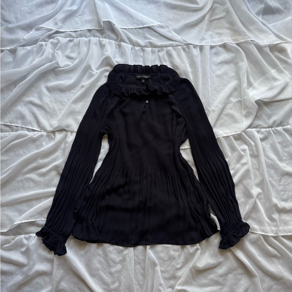 Banana Republic High Neck Ruffle Button Down Shirt
